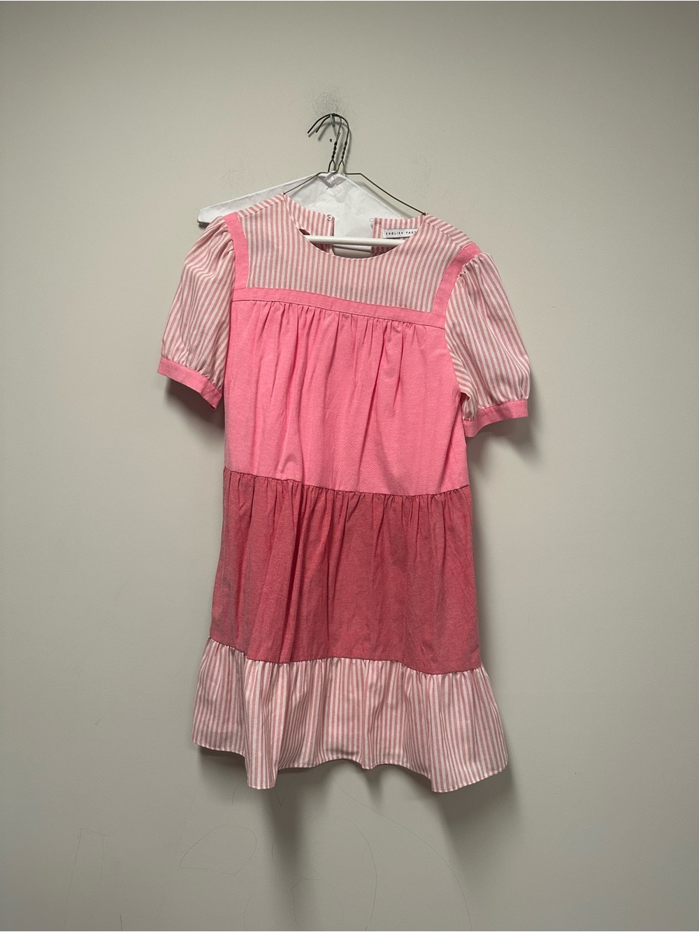 English Factory Pink Tiered Short Sleeve Dress